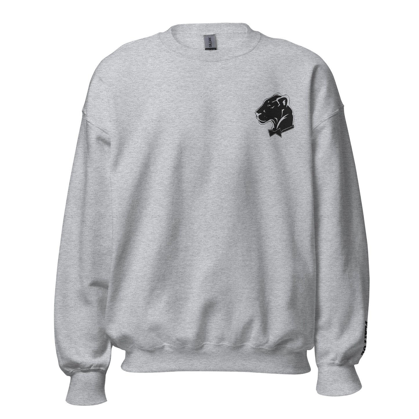 Playful Embroidered Black Lioness (Unisex) Sweatshirt