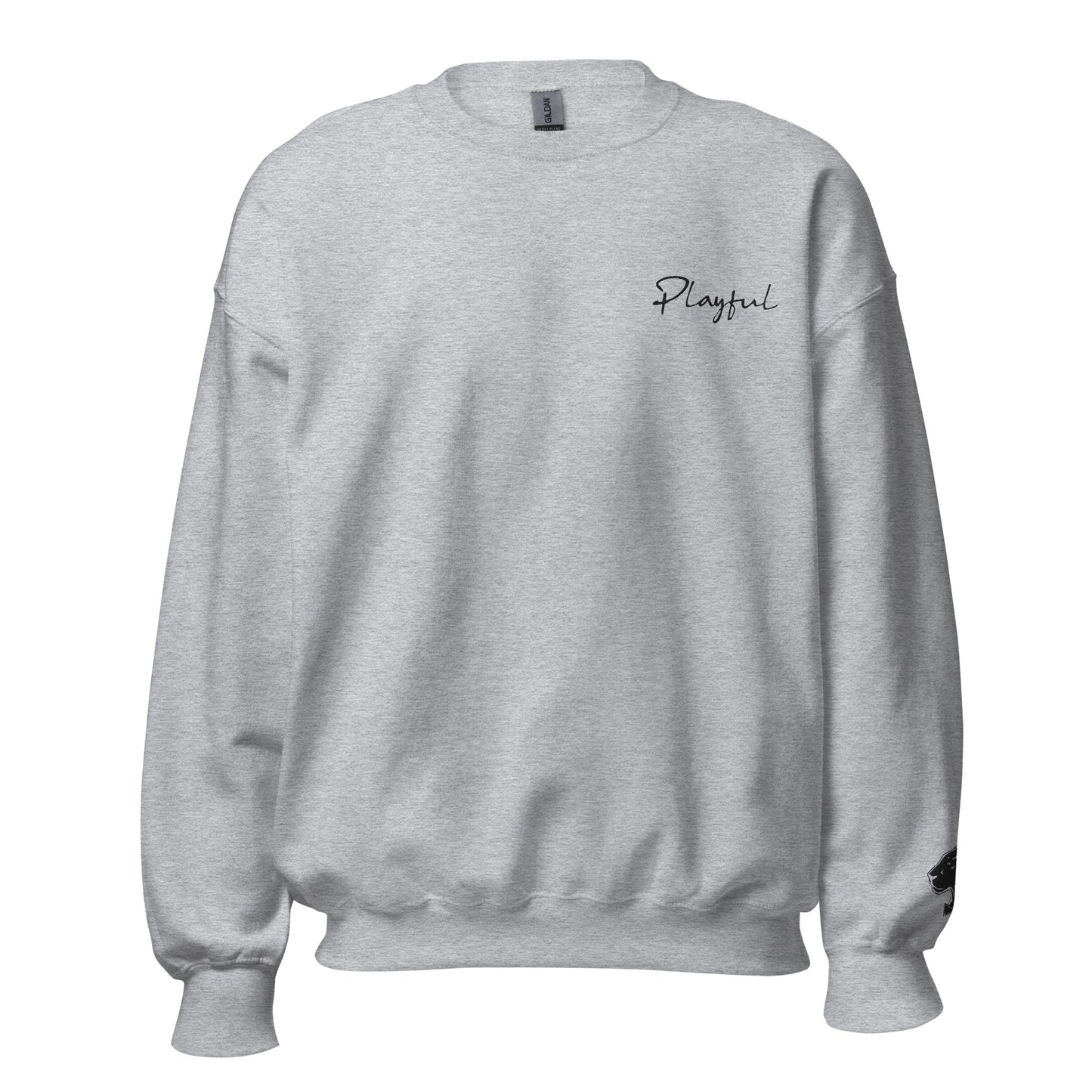 Playful Black Embroidered Signature (Unisex) Sweatshirt