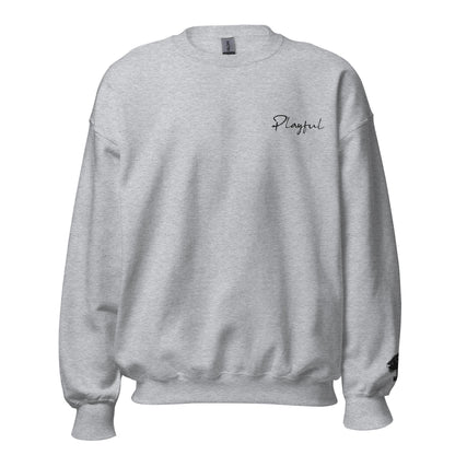 Playful Black Embroidered Signature (Unisex) Sweatshirt