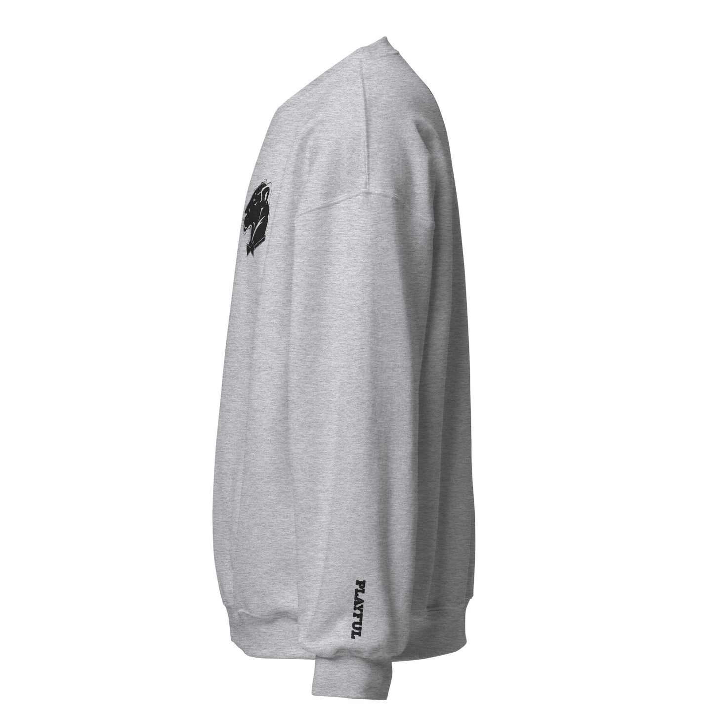Playful Embroidered Black Lioness (Unisex) Sweatshirt