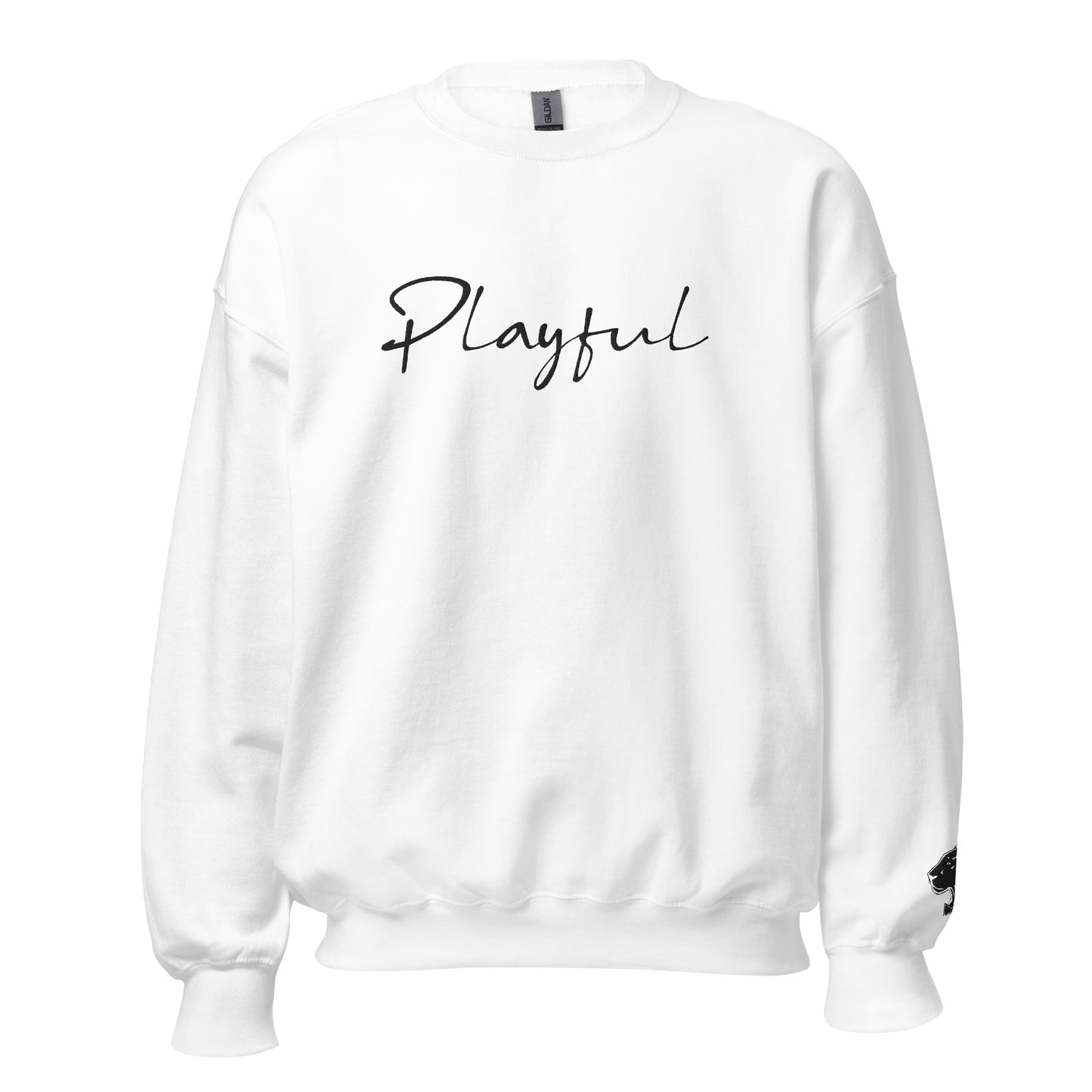 Playful Black Embroidered Signature (Unisex) Sweatshirt