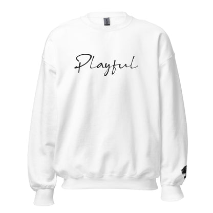 Playful Black Embroidered Signature (Unisex) Sweatshirt