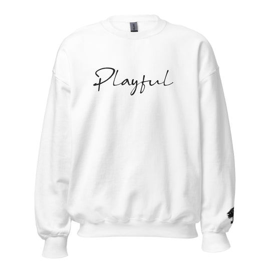 Playful Black Embroidered Signature (Unisex) Sweatshirt