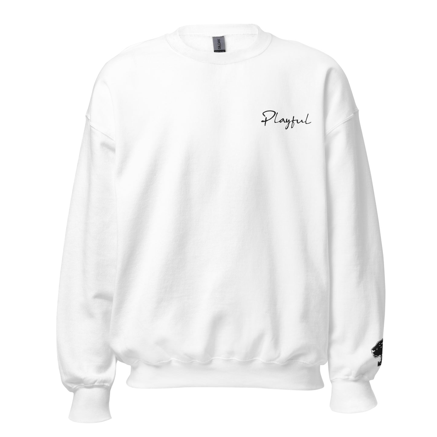 Playful Black Embroidered Signature (Unisex) Sweatshirt