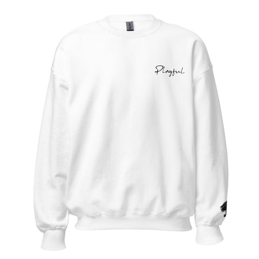 Playful Black Embroidered Signature (Unisex) Sweatshirt