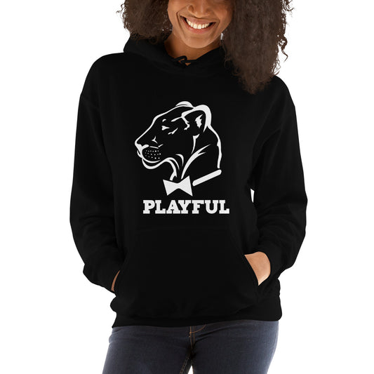 Playful Classic White Logo (Unisex) Hoodie