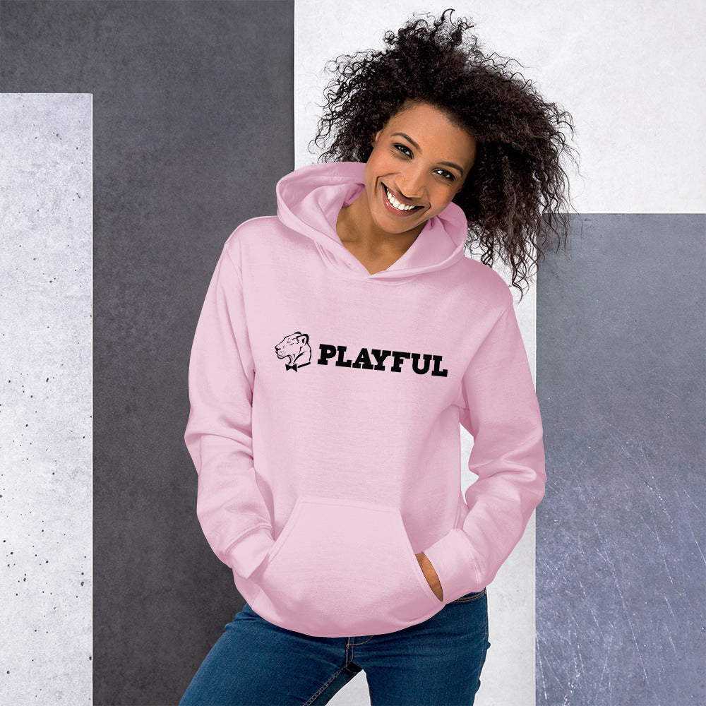 Playful Black Aligned Logo (Unisex) Hoodie