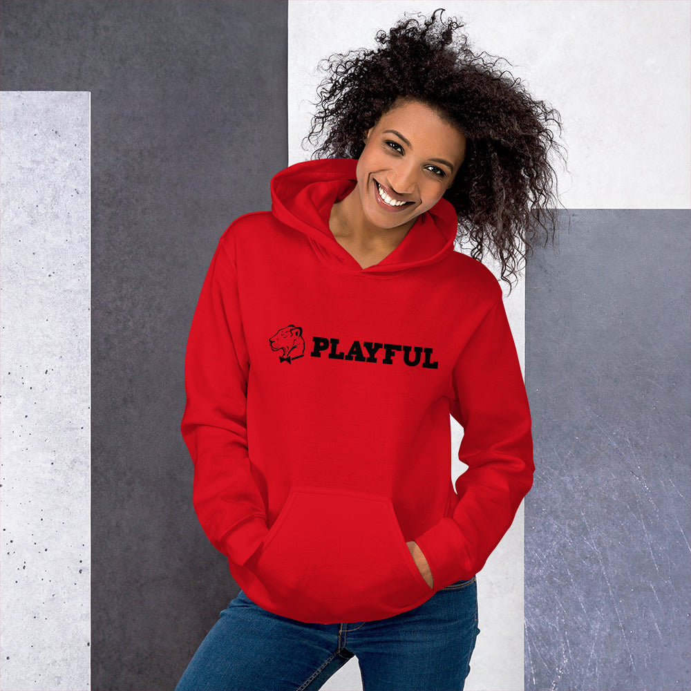 Playful Black Aligned Logo (Unisex) Hoodie