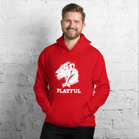 Playful Solid White Logo (Unisex) Hoodie