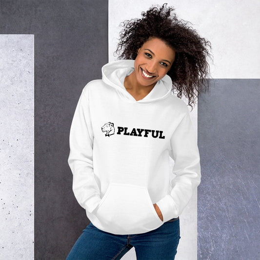 Playful Black Aligned Logo (Unisex) Hoodie