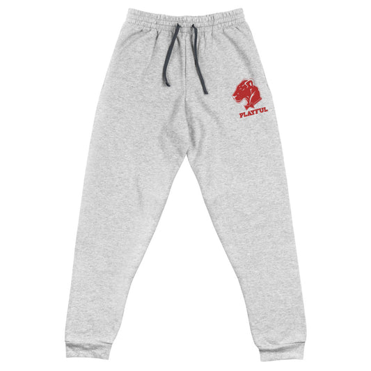 Playful Red Embroidered Logo (Unisex) Joggers