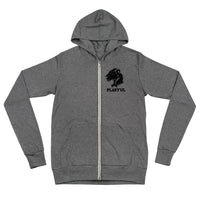 Playful Lightweight Solid Black Logo (Unisex) Zip Hoodie