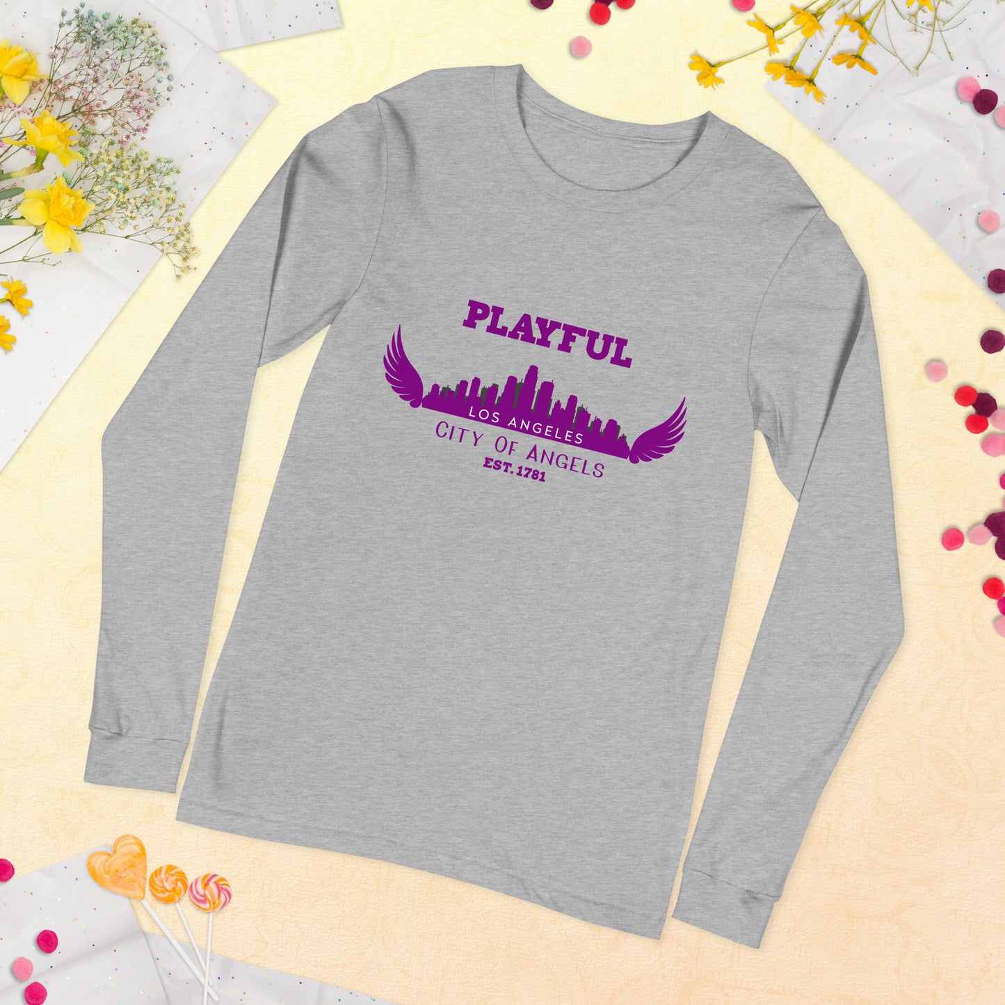 Playful Los Angeles City of Angels (Unisex) Long Sleeve Tee