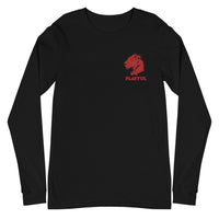 Playful Red Embroidered Logo (Unisex) Long Sleeve Tee