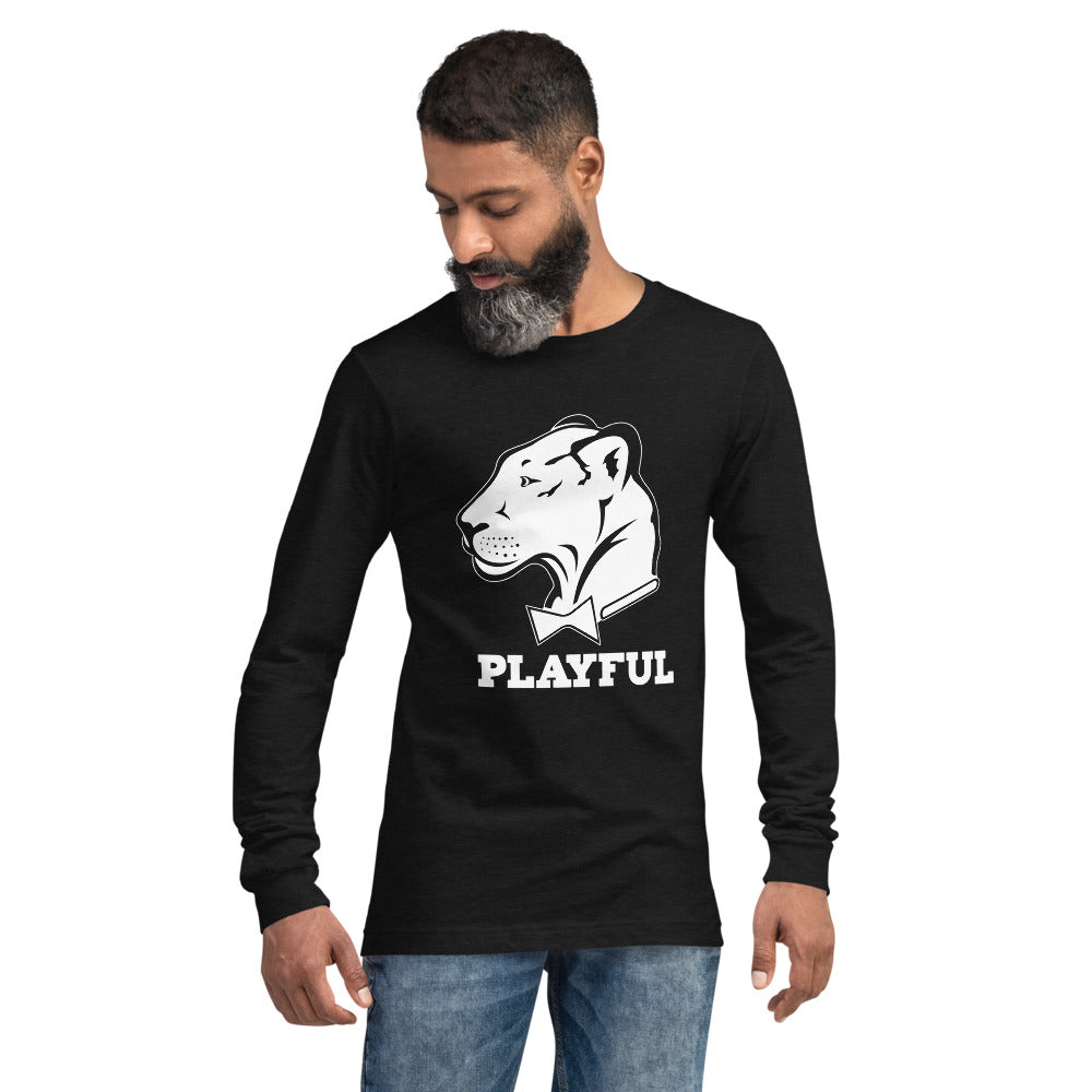 Playful Solid White Logo (Unisex) Long Sleeve Tee