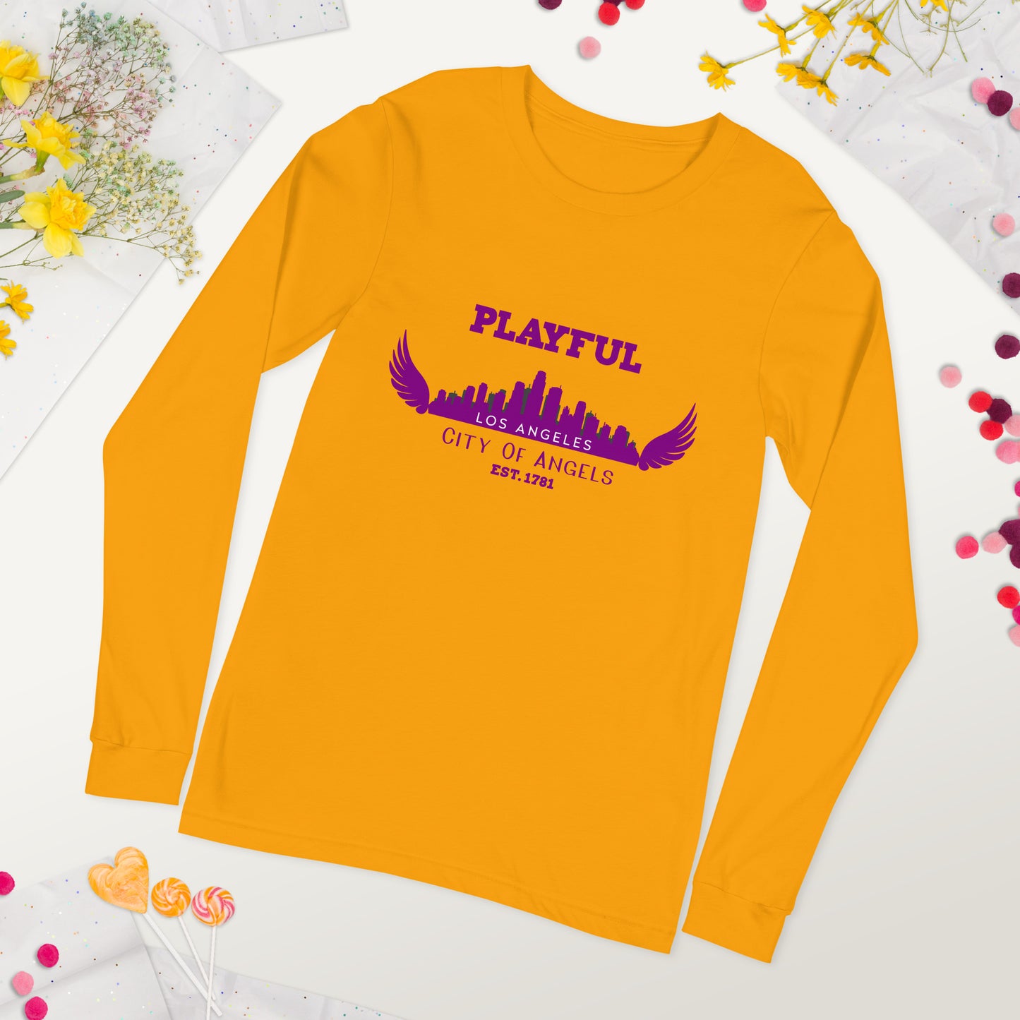 Playful Los Angeles City of Angels (Unisex) Long Sleeve Tee