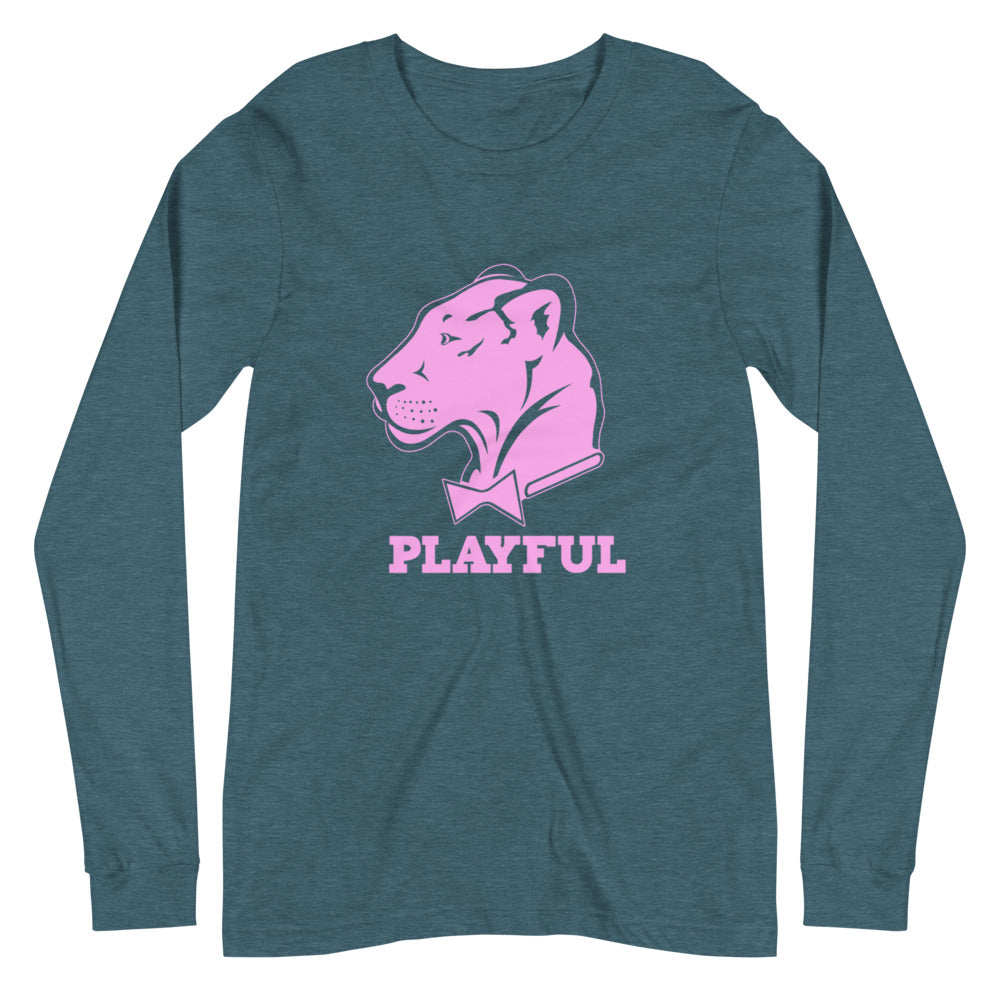 Playful Solid Light Pink Logo (Unisex) Long Sleeve Tee