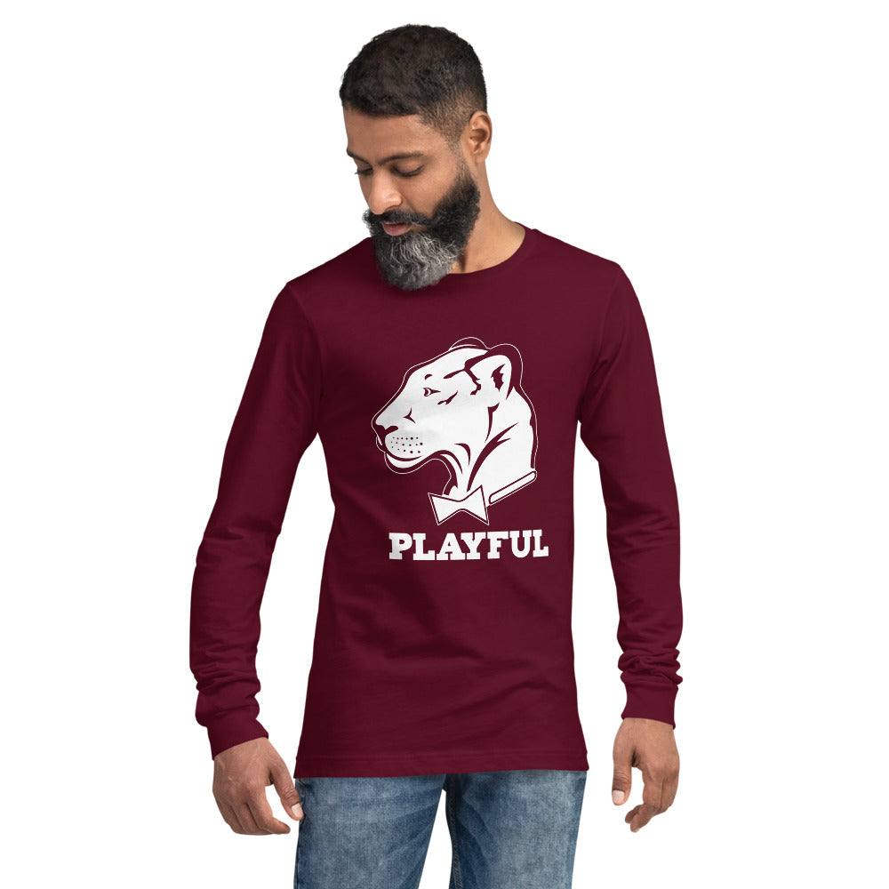 Playful Solid White Logo (Unisex) Long Sleeve Tee