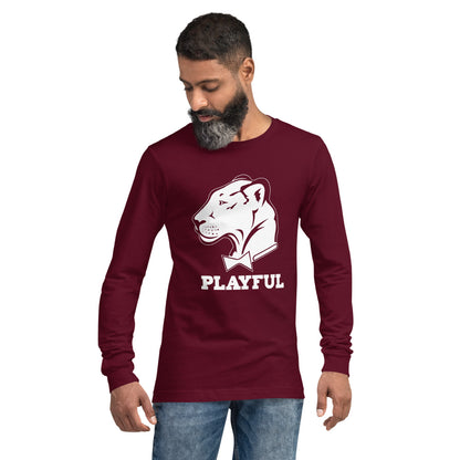 Playful Solid White Logo (Unisex) Long Sleeve Tee