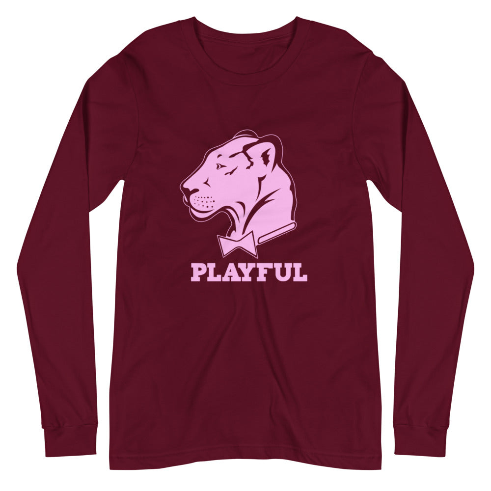Playful Solid Light Pink Logo (Unisex) Long Sleeve Tee
