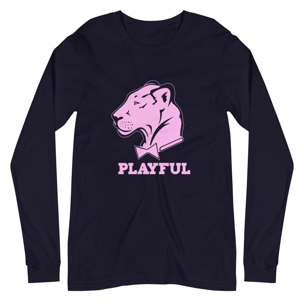 Playful Solid Light Pink Logo (Unisex) Long Sleeve Tee