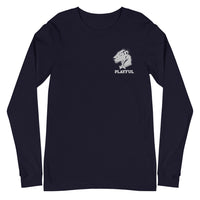 Playful White Embroidered Logo (Unisex) Long Sleeve Tee