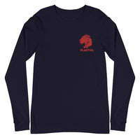 Playful Red Embroidered Logo (Unisex) Long Sleeve Tee