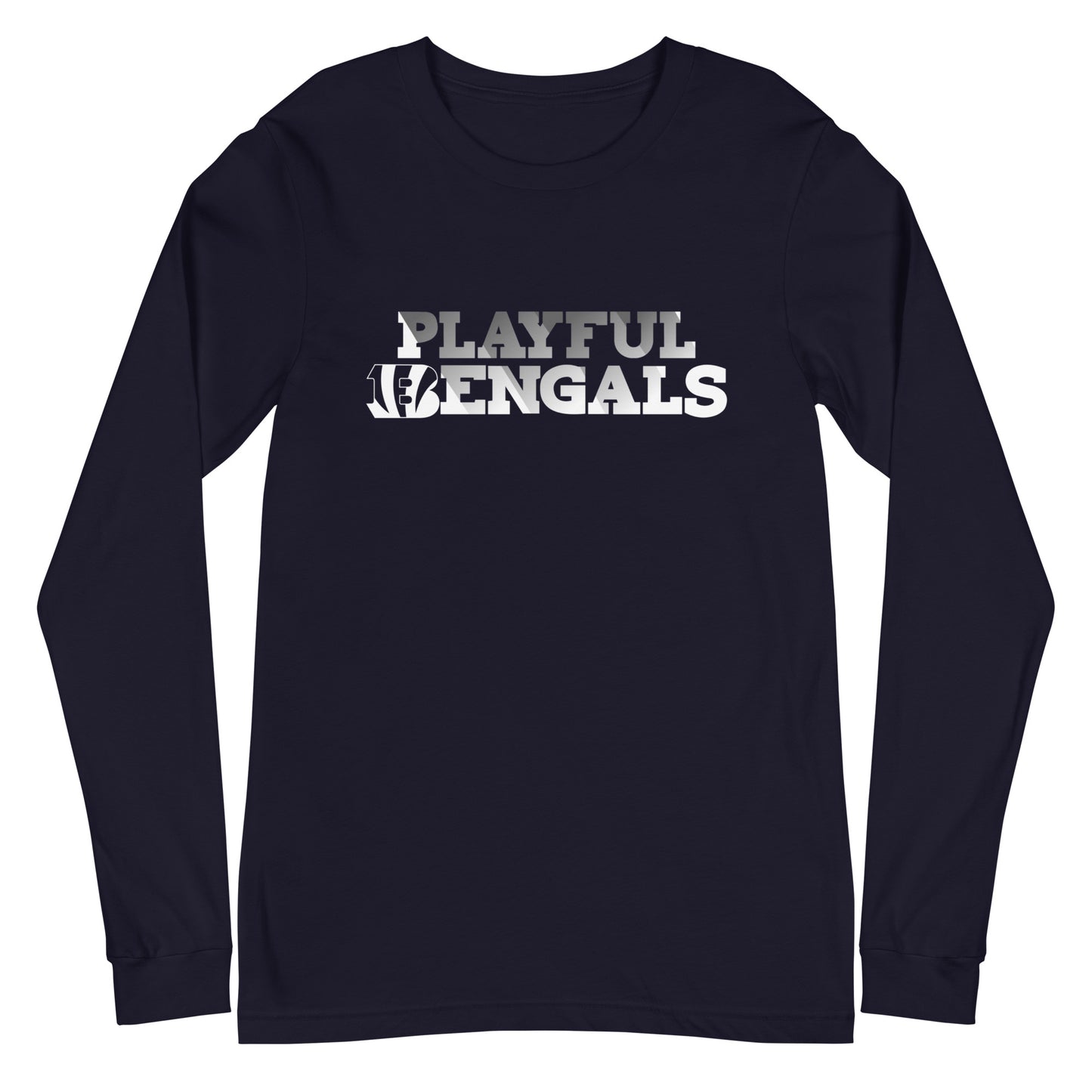 Playful Bengals Black/White (Unisex) Long Sleeve Tee