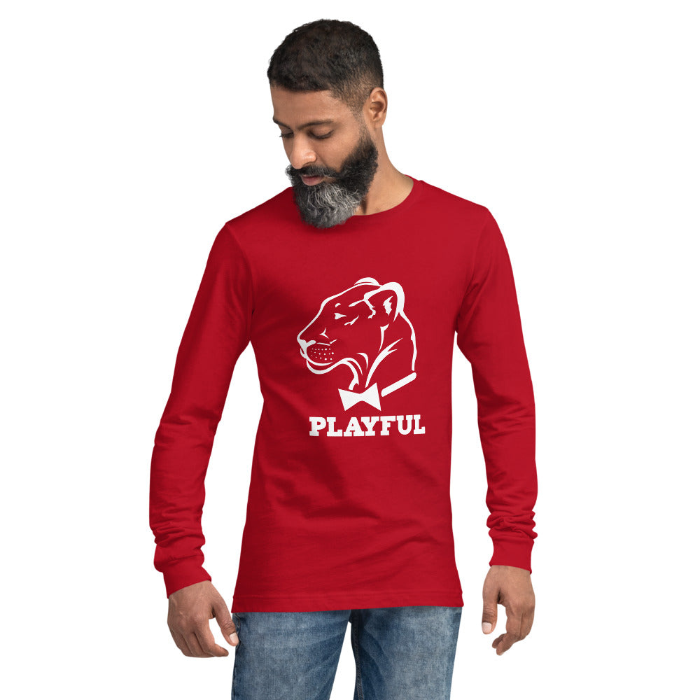 Playful Classic White Logo (Unisex) Long Sleeve Tee
