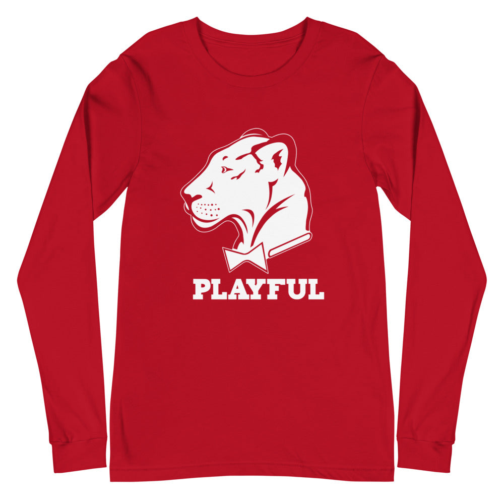 Playful Solid White Logo (Unisex) Long Sleeve Tee