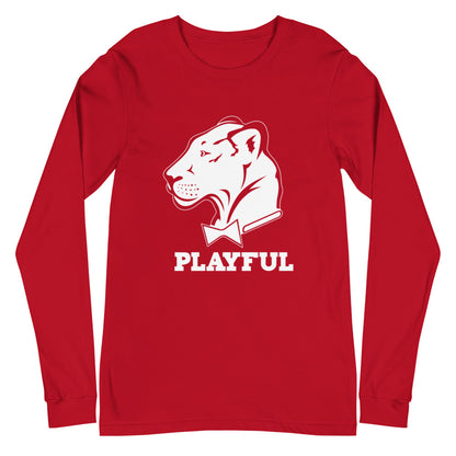 Playful Solid White Logo (Unisex) Long Sleeve Tee