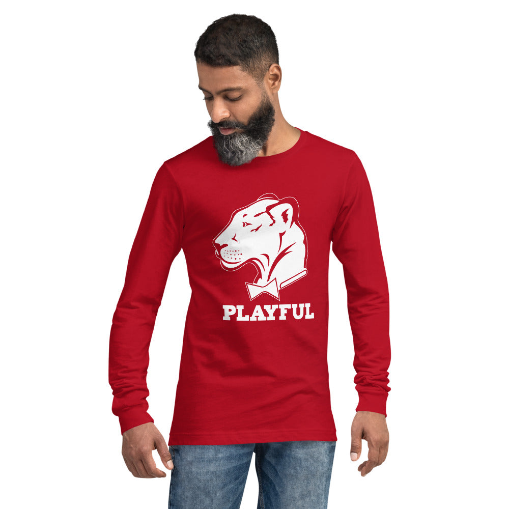 Playful Solid White Logo (Unisex) Long Sleeve Tee