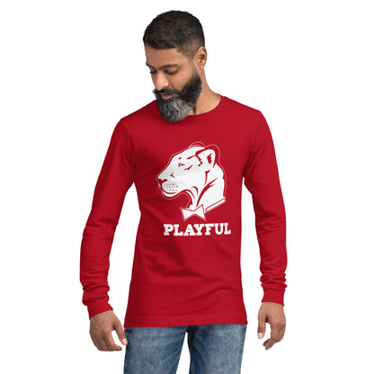 Playful Solid White Logo (Unisex) Long Sleeve Tee