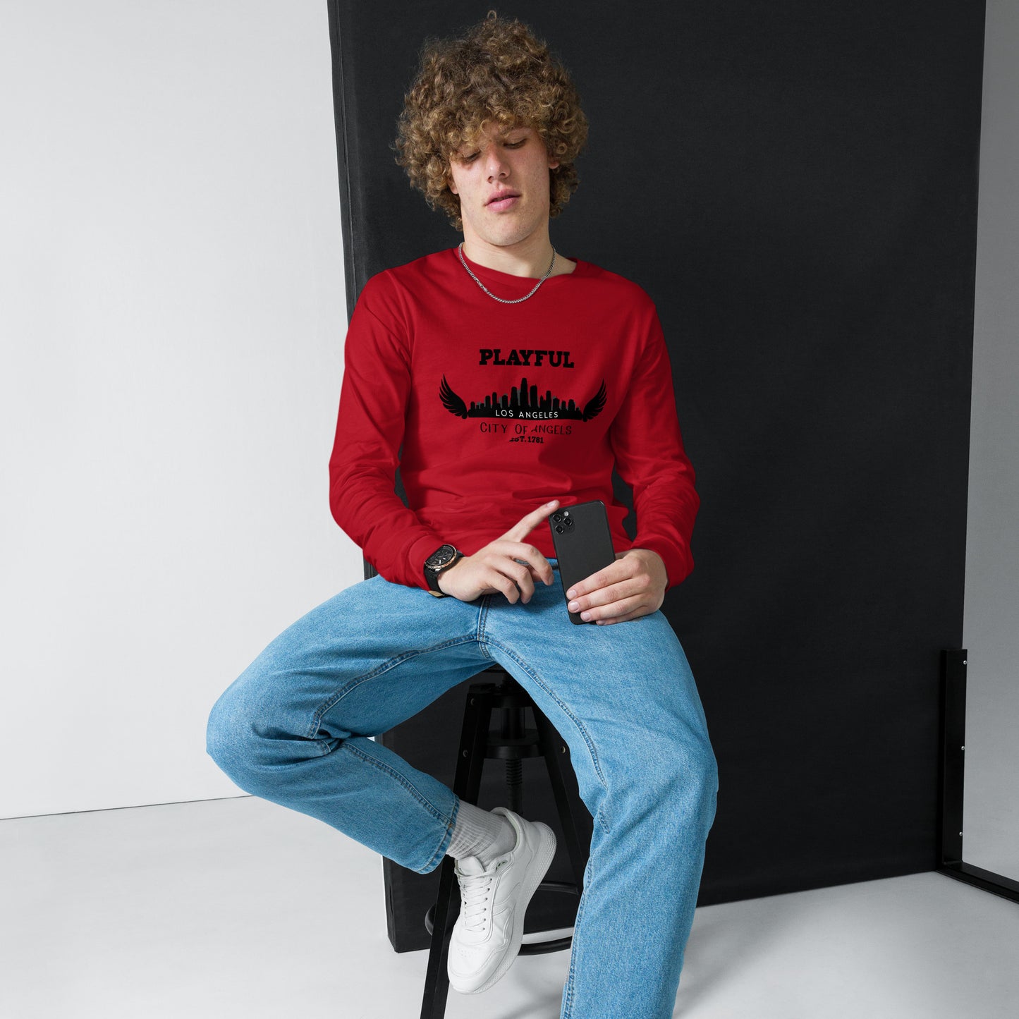 Playful Los Angeles City of Angels (Unisex) Long Sleeve Tee