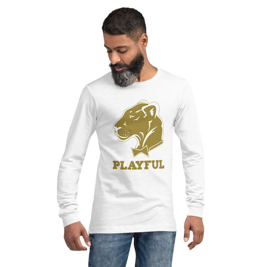 Playful Solid Gold Logo (Unisex) Long Sleeve Tee