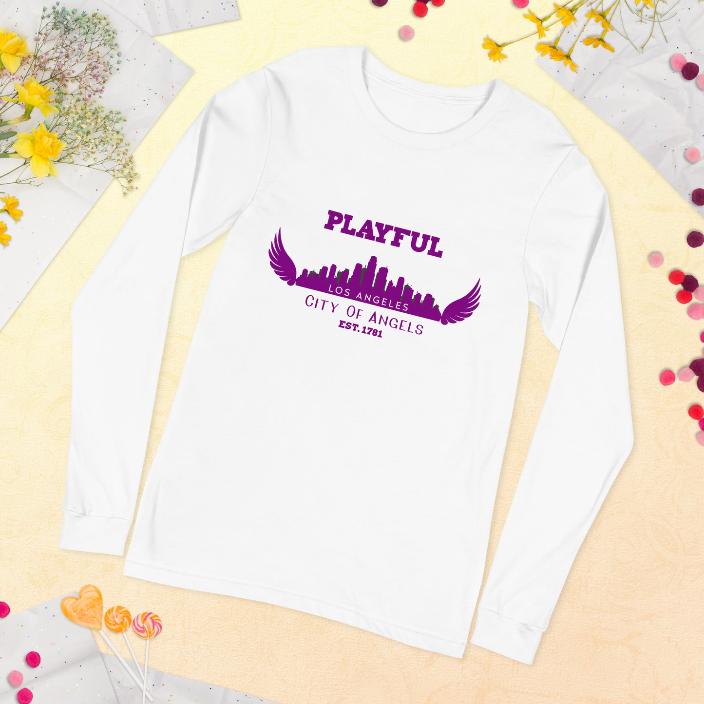 Playful Los Angeles City of Angels (Unisex) Long Sleeve Tee