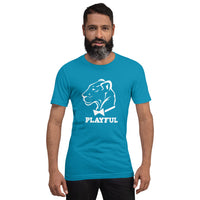 Playful Classic White Logo Short-Sleeve (Unisex) T-Shirt