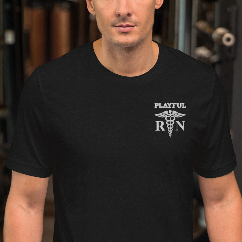 Playful RN White Embroidered (Unisex) Tee