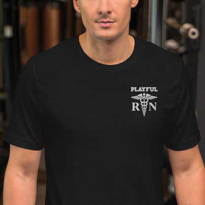 Playful RN White Embroidered (Unisex) Tee
