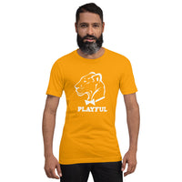 Playful Classic White Logo Short-Sleeve (Unisex) T-Shirt