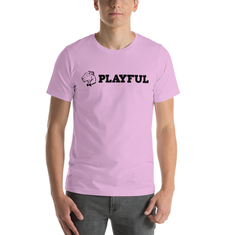 Playful Black Aligned Logo Short-Sleeve (Unisex) T-Shirt
