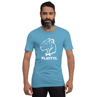 Playful Classic White Logo Short-Sleeve (Unisex) T-Shirt