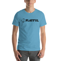 Playful Black Aligned Logo Short-Sleeve (Unisex) T-Shirt