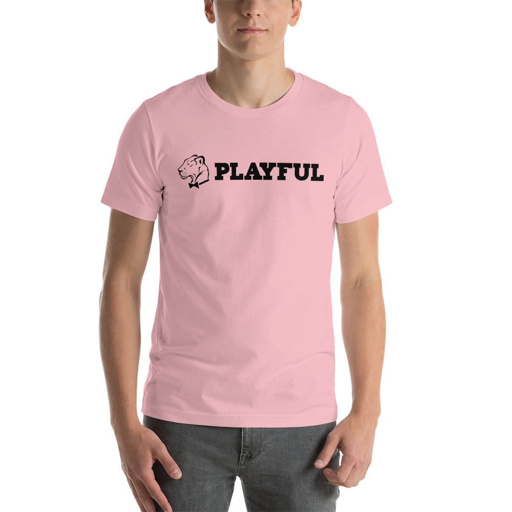 Playful Black Aligned Logo Short-Sleeve (Unisex) T-Shirt