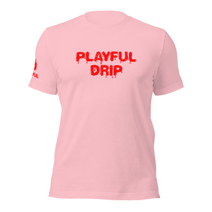 Playful Drip - Red (Unisex) T-Shirt