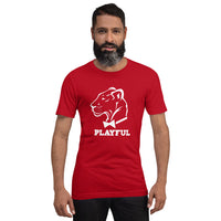 Playful Classic White Logo Short-Sleeve (Unisex) T-Shirt