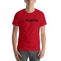 Playful Black Aligned Logo Short-Sleeve (Unisex) T-Shirt