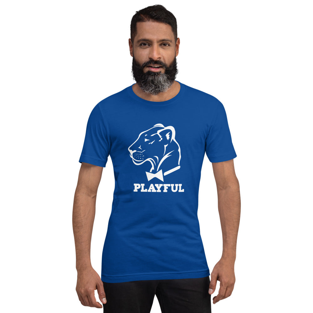 Playful Classic White Logo Short-Sleeve (Unisex) T-Shirt