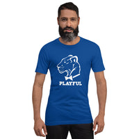 Playful Classic White Logo Short-Sleeve (Unisex) T-Shirt