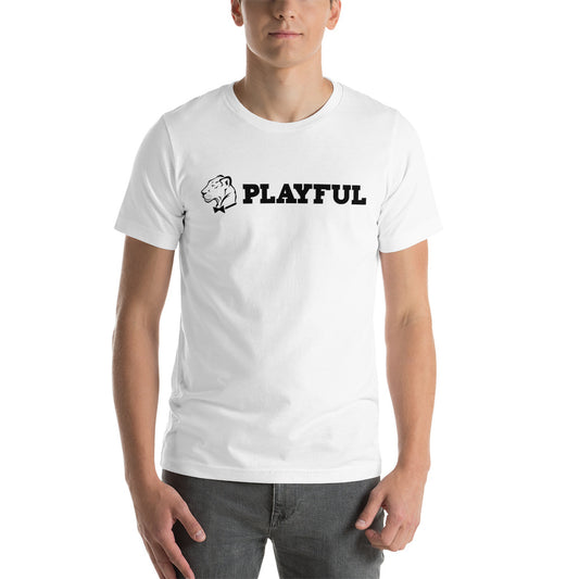 Playful Black Aligned Logo Short-Sleeve (Unisex) T-Shirt